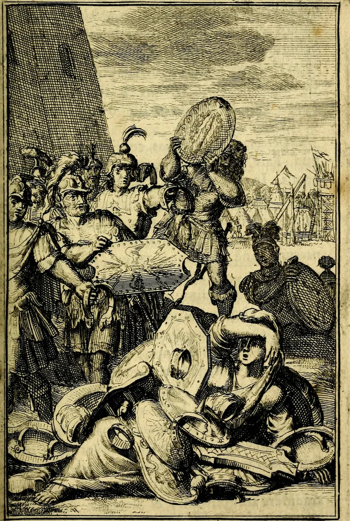 An illustration from Pictura loquens; sive, Heroicarum tabularum Hadriani Schoonebeeck, enarratio et explicatio, 1695, leaf 172