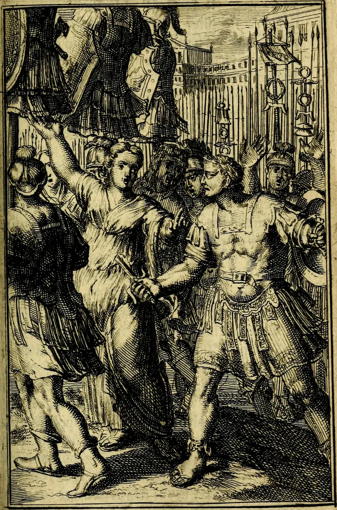 An illustration from Pictura loquens; sive, Heroicarum tabularum Hadriani Schoonebeeck, enarratio et explicatio, 1695, leaf 176