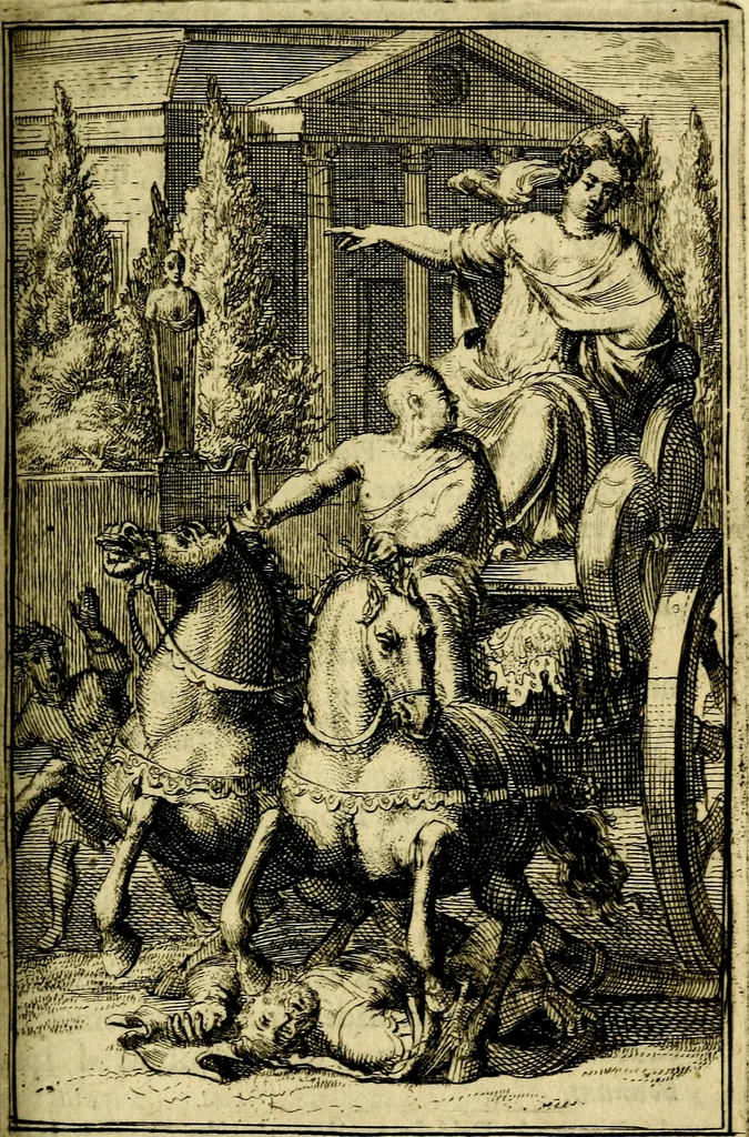 An illustration from Pictura loquens; sive, Heroicarum tabularum Hadriani Schoonebeeck, enarratio et explicatio, 1695, leaf 180