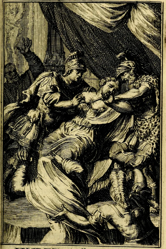 An illustration from Pictura loquens; sive, Heroicarum tabularum Hadriani Schoonebeeck, enarratio et explicatio, 1695, leaf 184