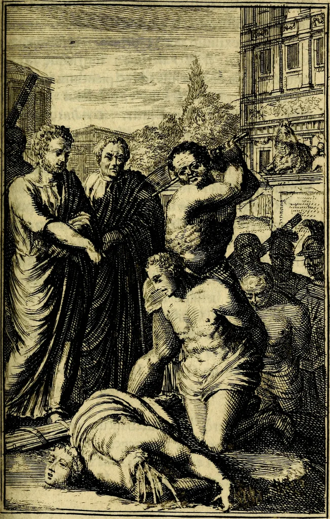 An illustration from Pictura loquens; sive, Heroicarum tabularum Hadriani Schoonebeeck, enarratio et explicatio, 1695, leaf 188
