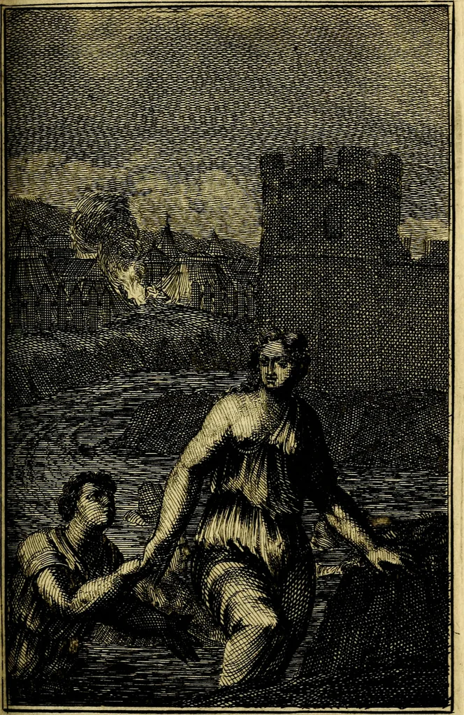 An illustration from Pictura loquens; sive, Heroicarum tabularum Hadriani Schoonebeeck, enarratio et explicatio, 1695, leaf 196