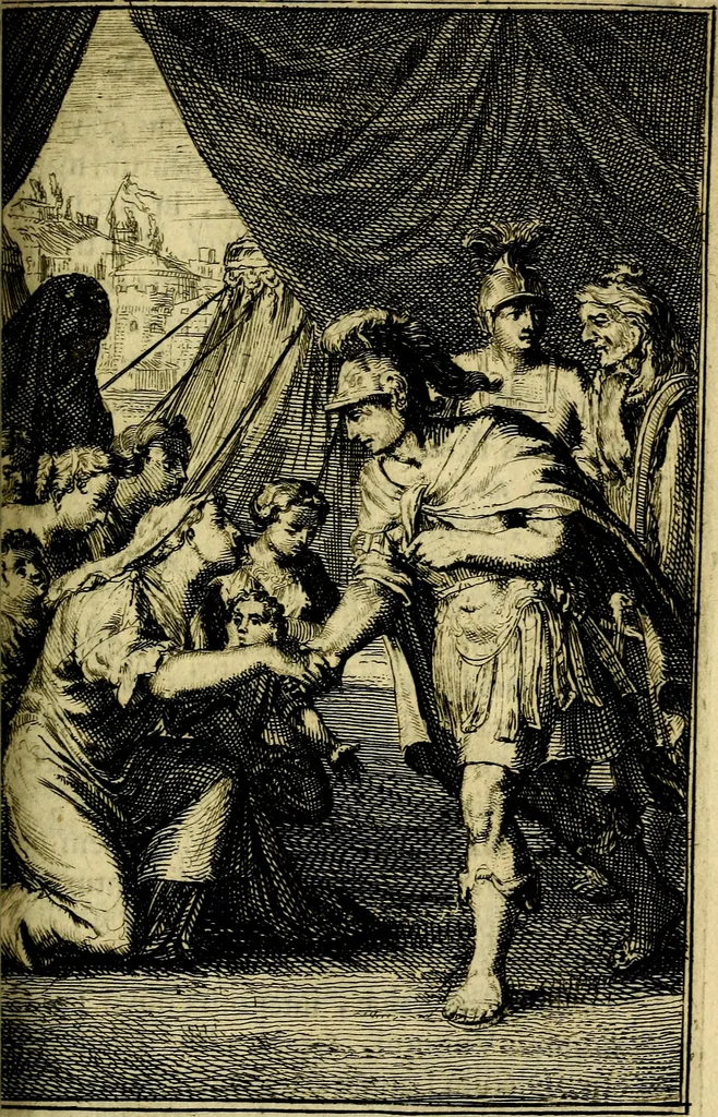 An illustration from Pictura loquens; sive, Heroicarum tabularum Hadriani Schoonebeeck, enarratio et explicatio, 1695, leaf 200