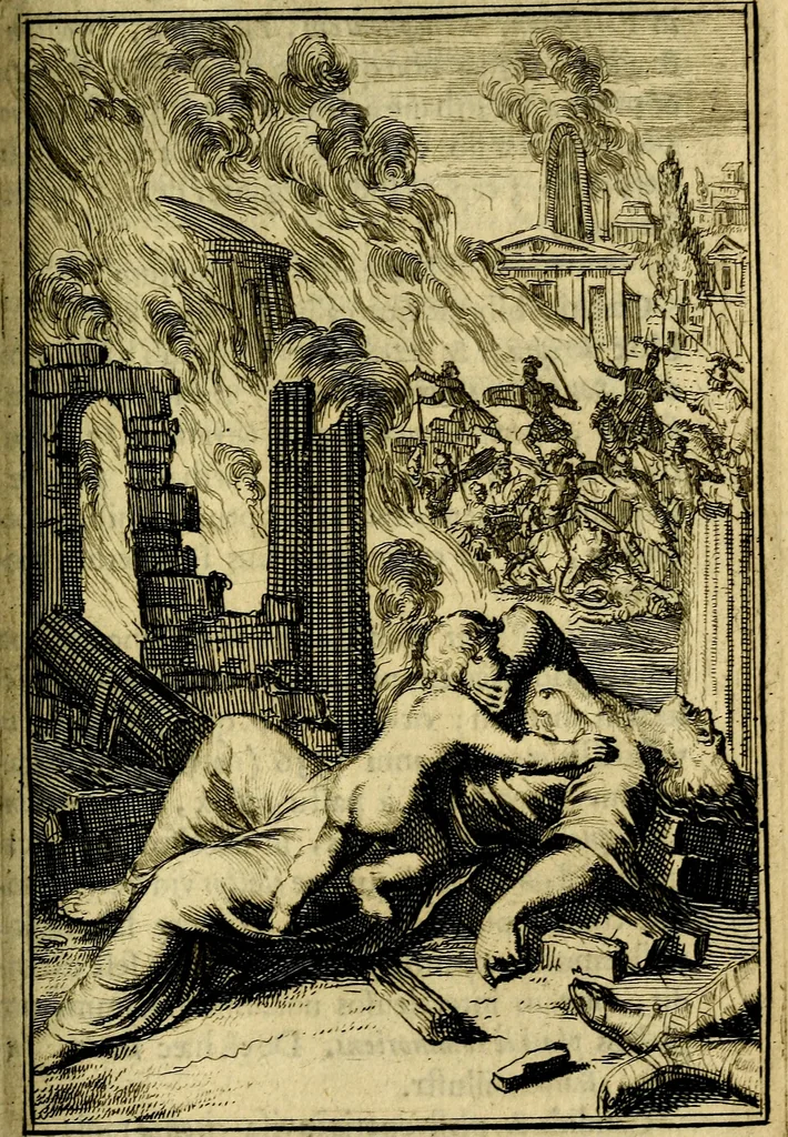 An illustration from Pictura loquens; sive, Heroicarum tabularum Hadriani Schoonebeeck, enarratio et explicatio, 1695, leaf 208