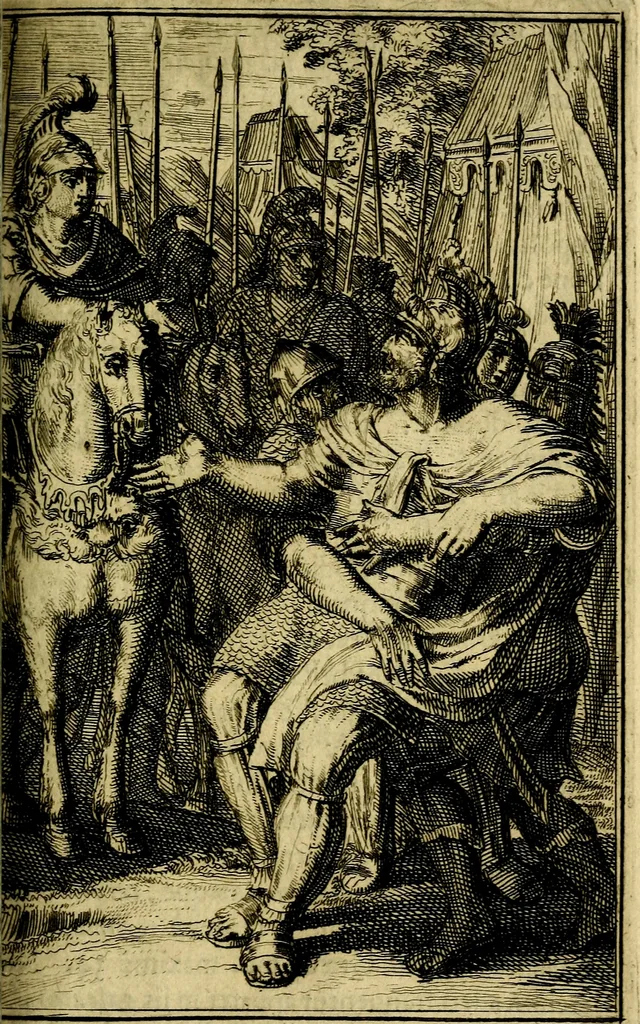 An illustration from Pictura loquens; sive, Heroicarum tabularum Hadriani Schoonebeeck, enarratio et explicatio, 1695, leaf 212