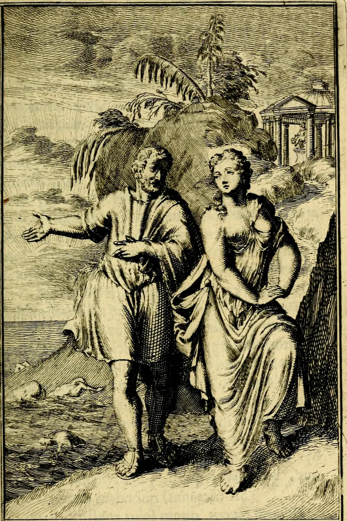 An illustration from Pictura loquens; sive, Heroicarum tabularum Hadriani Schoonebeeck, enarratio et explicatio, 1695, leaf 24