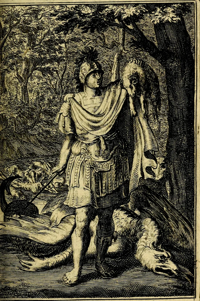 An illustration from Pictura loquens; sive, Heroicarum tabularum Hadriani Schoonebeeck, enarratio et explicatio, 1695, leaf 48