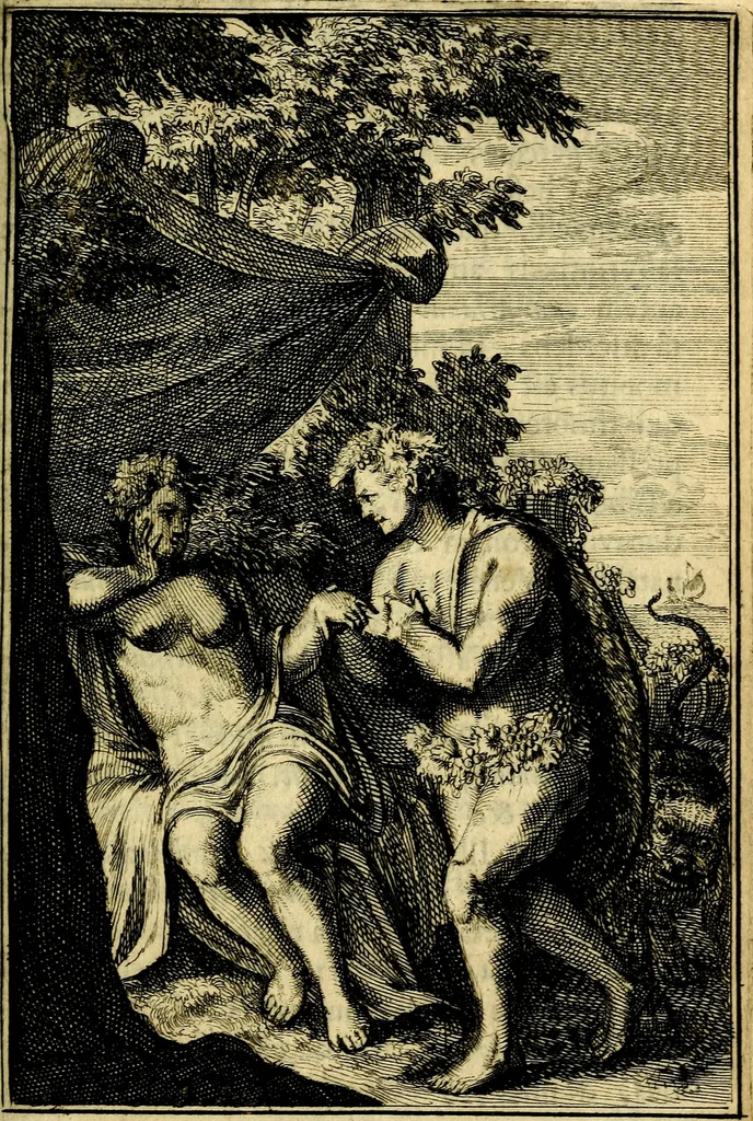 An illustration from Pictura loquens; sive, Heroicarum tabularum Hadriani Schoonebeeck, enarratio et explicatio, 1695, leaf 60