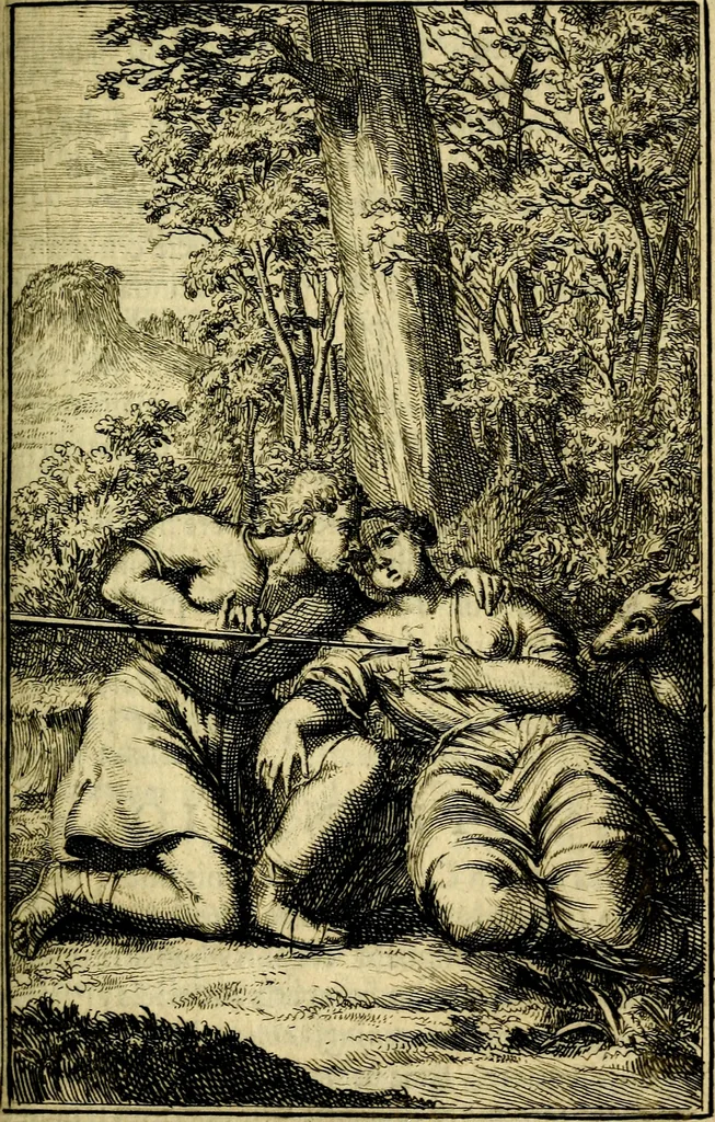 An illustration from Pictura loquens; sive, Heroicarum tabularum Hadriani Schoonebeeck, enarratio et explicatio, 1695, leaf 64