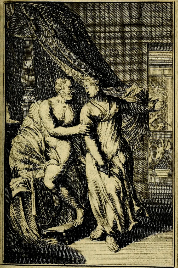 An illustration from Pictura loquens; sive, Heroicarum tabularum Hadriani Schoonebeeck, enarratio et explicatio, 1695, leaf 68
