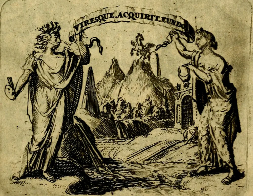An illustration from Pictura loquens; sive, Heroicarum tabularum Hadriani Schoonebeeck, enarratio et explicatio, 1695, leaf 8