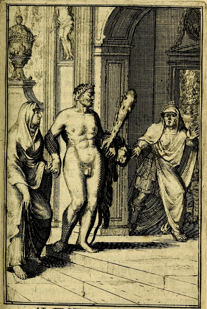 An illustration from Pictura loquens; sive, Heroicarum tabularum Hadriani Schoonebeeck, enarratio et explicatio, 1695, leaf 80