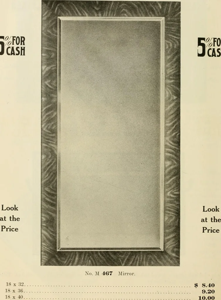 An illustration from Picture frame mouldings, room mouldings, framed pictures, trays, lamps, imported novelties and specialties for the furniture trade, mirrors, picture hardware, fine gold gilding, portrait frames, artist materials and mat boards / Walter L. Lillie., 1913, leaf 109