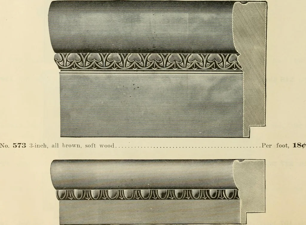 An illustration from Picture frame mouldings, room mouldings, framed pictures, trays, lamps, imported novelties and specialties for the furniture trade, mirrors, picture hardware, fine gold gilding, portrait frames, artist materials and mat boards / Walter L. Lillie., 1913, leaf 19