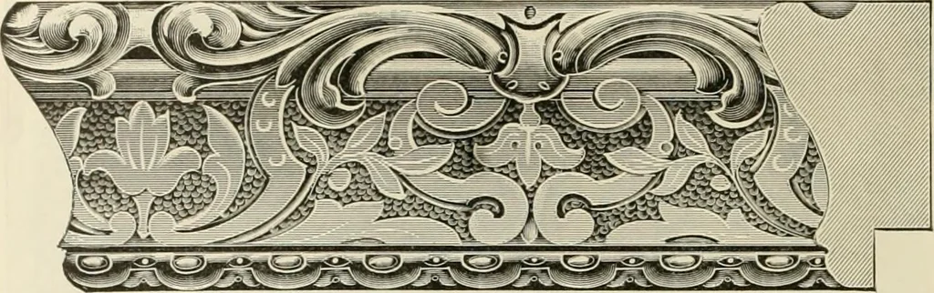 An illustration from Picture frame mouldings, room mouldings, framed pictures, trays, lamps, imported novelties and specialties for the furniture trade, mirrors, picture hardware, fine gold gilding, portrait frames, artist materials and mat boards / Walter L. Lillie., 1913, leaf 23