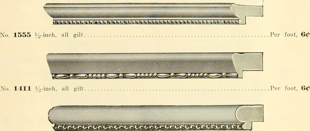 An illustration from Picture frame mouldings, room mouldings, framed pictures, trays, lamps, imported novelties and specialties for the furniture trade, mirrors, picture hardware, fine gold gilding, portrait frames, artist materials and mat boards / Walter L. Lillie., 1913, leaf 26