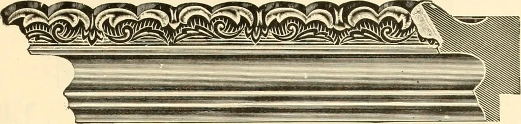 An illustration from Picture frame mouldings, room mouldings, framed pictures, trays, lamps, imported novelties and specialties for the furniture trade, mirrors, picture hardware, fine gold gilding, portrait frames, artist materials and mat boards / Walter L. Lillie., 1913, leaf 28