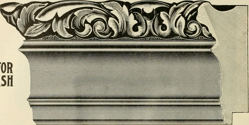 An illustration from Picture frame mouldings, room mouldings, framed pictures, trays, lamps, imported novelties and specialties for the furniture trade, mirrors, picture hardware, fine gold gilding, portrait frames, artist materials and mat boards / Walter L. Lillie., 1913, leaf 31