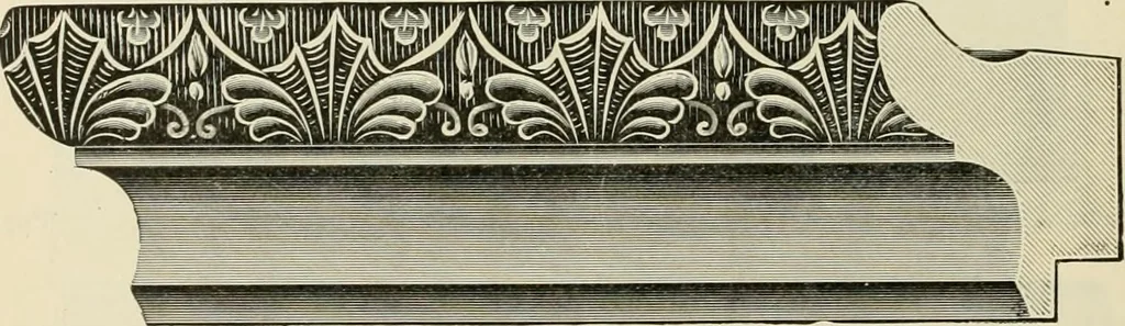 An illustration from Picture frame mouldings, room mouldings, framed pictures, trays, lamps, imported novelties and specialties for the furniture trade, mirrors, picture hardware, fine gold gilding, portrait frames, artist materials and mat boards / Walter L. Lillie., 1913, leaf 33