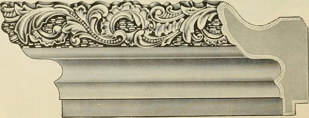 An illustration from Picture frame mouldings, room mouldings, framed pictures, trays, lamps, imported novelties and specialties for the furniture trade, mirrors, picture hardware, fine gold gilding, portrait frames, artist materials and mat boards / Walter L. Lillie., 1913, leaf 37
