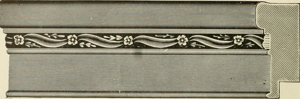 An illustration from Picture frame mouldings, room mouldings, framed pictures, trays, lamps, imported novelties and specialties for the furniture trade, mirrors, picture hardware, fine gold gilding, portrait frames, artist materials and mat boards / Walter L. Lillie., 1913, leaf 53