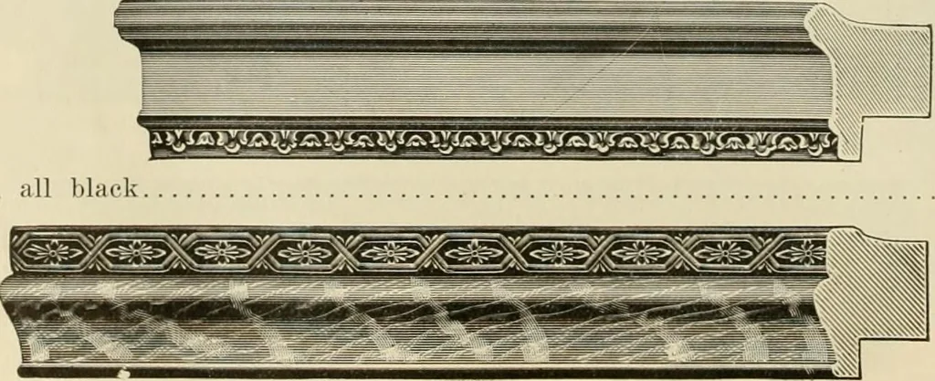 An illustration from Picture frame mouldings, room mouldings, framed pictures, trays, lamps, imported novelties and specialties for the furniture trade, mirrors, picture hardware, fine gold gilding, portrait frames, artist materials and mat boards / Walter L. Lillie., 1913, leaf 53