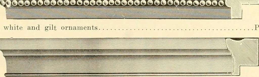 An illustration from Picture frame mouldings, room mouldings, framed pictures, trays, lamps, imported novelties and specialties for the furniture trade, mirrors, picture hardware, fine gold gilding, portrait frames, artist materials and mat boards / Walter L. Lillie., 1913, leaf 56