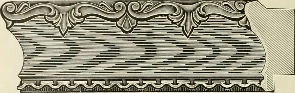 An illustration from Picture frame mouldings, room mouldings, framed pictures, trays, lamps, imported novelties and specialties for the furniture trade, mirrors, picture hardware, fine gold gilding, portrait frames, artist materials and mat boards / Walter L. Lillie., 1913, leaf 59