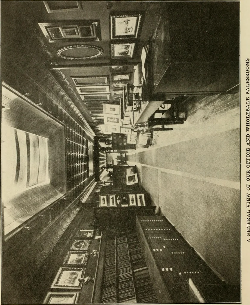 An illustration from Picture frame mouldings, room mouldings, framed pictures, trays, lamps, imported novelties and specialties for the furniture trade, mirrors, picture hardware, fine gold gilding, portrait frames, artist materials and mat boards / Walter L. Lillie., 1913, leaf 7