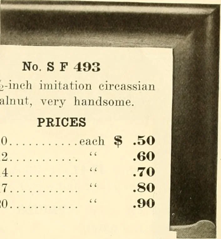 An illustration from Picture frame mouldings, room mouldings, framed pictures, trays, lamps, imported novelties and specialties for the furniture trade, mirrors, picture hardware, fine gold gilding, portrait frames, artist materials and mat boards / Walter L. Lillie., 1913, leaf 86