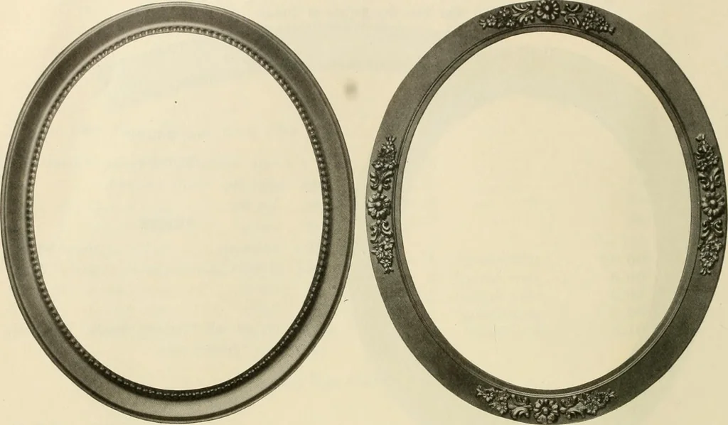 An illustration from Picture frame mouldings, room mouldings, framed pictures, trays, lamps, imported novelties and specialties for the furniture trade, mirrors, picture hardware, fine gold gilding, portrait frames, artist materials and mat boards / Walter L. Lillie., 1913, leaf 97