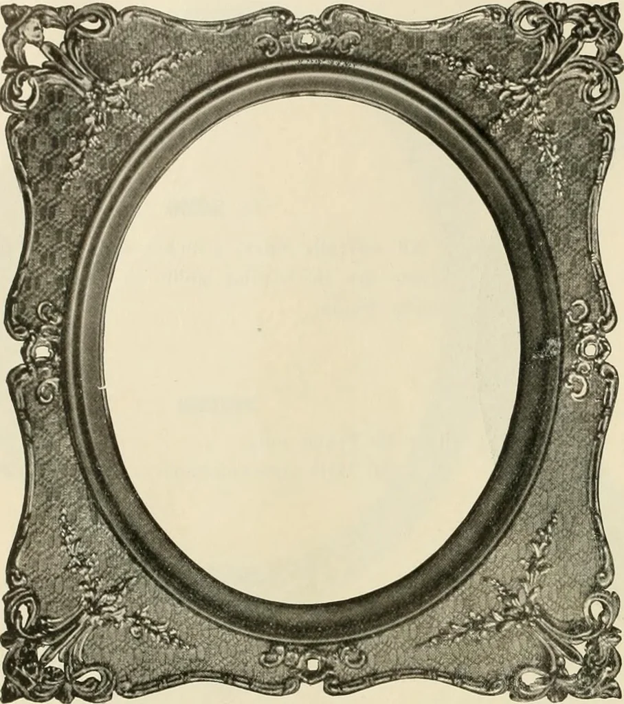 An illustration from Picture frame mouldings, room mouldings, framed pictures, trays, lamps, imported novelties and specialties for the furniture trade, mirrors, picture hardware, fine gold gilding, portrait frames, artist materials and mat boards / Walter L. Lillie., 1913, leaf 99