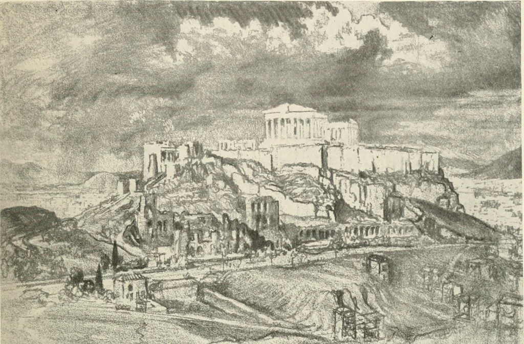 An illustration from Pictures in the Land of Temples; reproductions of a series of lithographs made in the Land of Temples, March-June 1913;, 1915, leaf 124