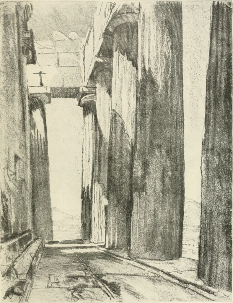 An illustration from Pictures in the Land of Temples; reproductions of a series of lithographs made in the Land of Temples, March-June 1913;, 1915, leaf 132