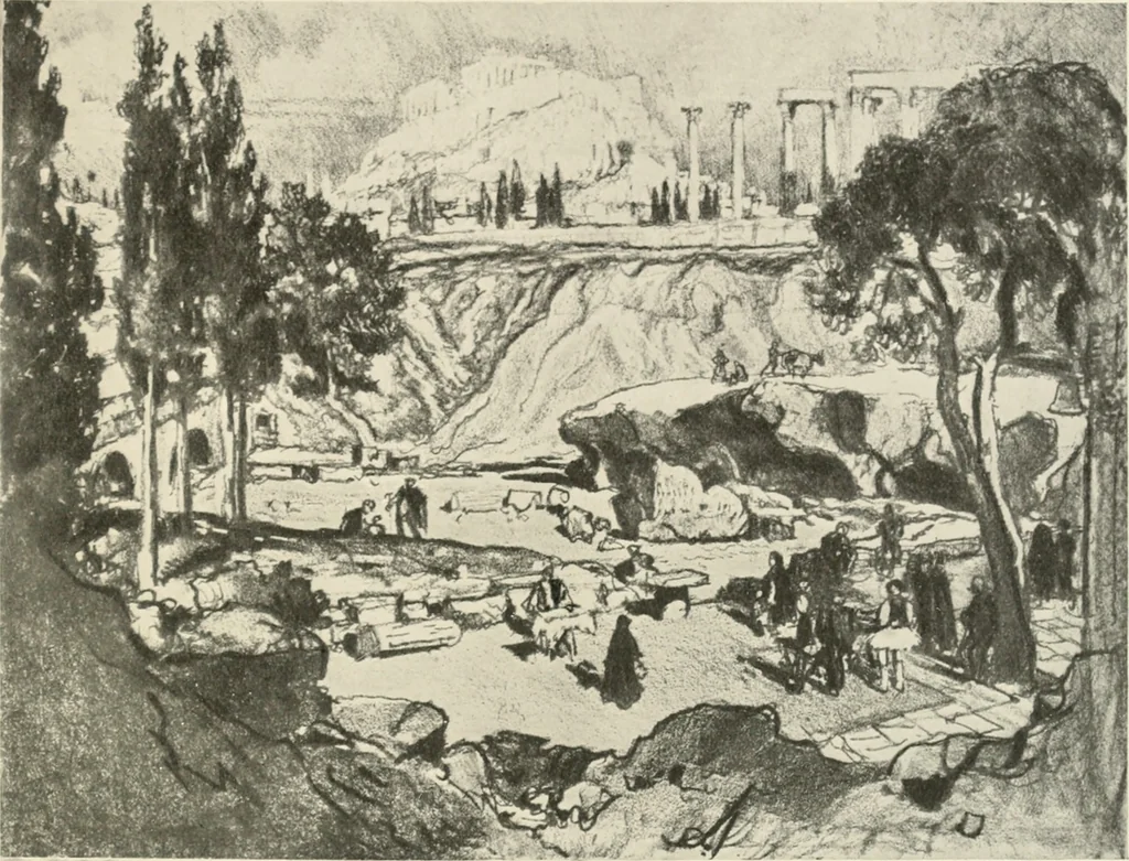 An illustration from Pictures in the Land of Temples; reproductions of a series of lithographs made in the Land of Temples, March-June 1913;, 1915, leaf 148
