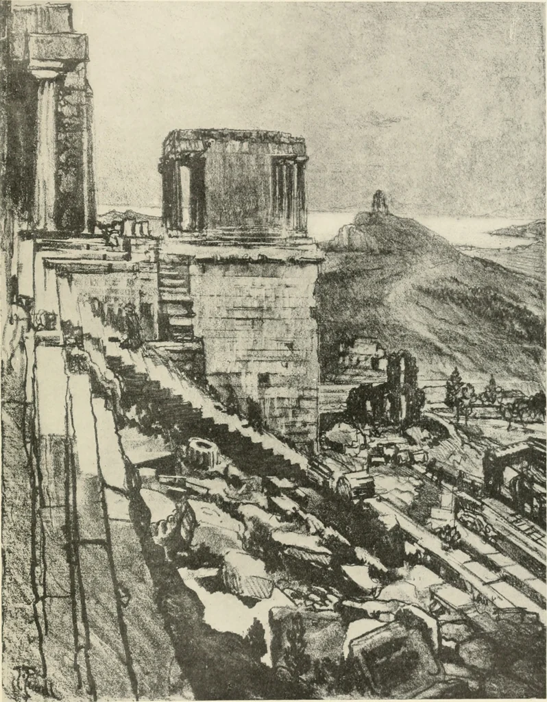 An illustration from Pictures in the Land of Temples; reproductions of a series of lithographs made in the Land of Temples, March-June 1913;, 1915, leaf 156