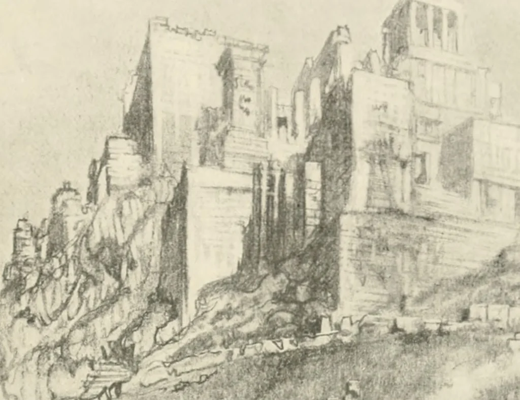 An illustration from Pictures in the Land of Temples; reproductions of a series of lithographs made in the Land of Temples, March-June 1913;, 1915, leaf 160