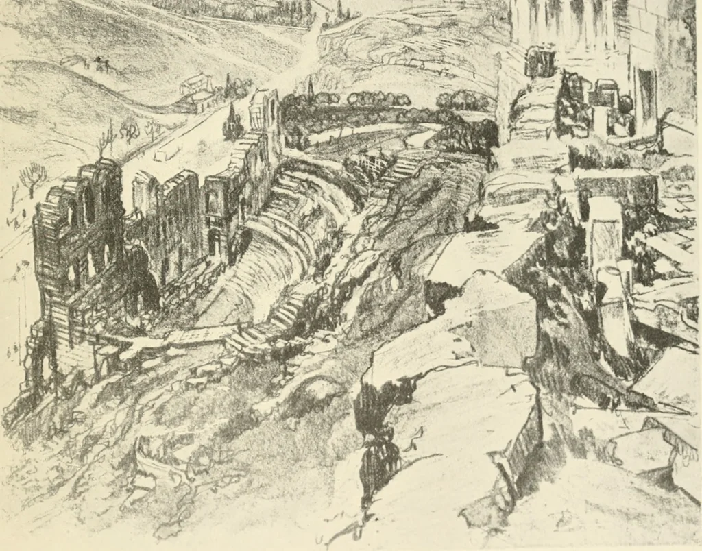 An illustration from Pictures in the Land of Temples; reproductions of a series of lithographs made in the Land of Temples, March-June 1913;, 1915, leaf 164