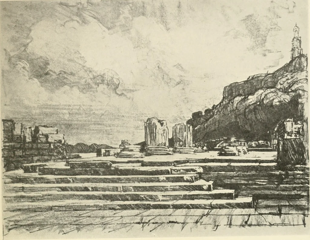 An illustration from Pictures in the Land of Temples; reproductions of a series of lithographs made in the Land of Temples, March-June 1913;, 1915, leaf 172