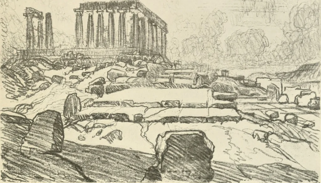 An illustration from Pictures in the Land of Temples; reproductions of a series of lithographs made in the Land of Temples, March-June 1913;, 1915, leaf 180