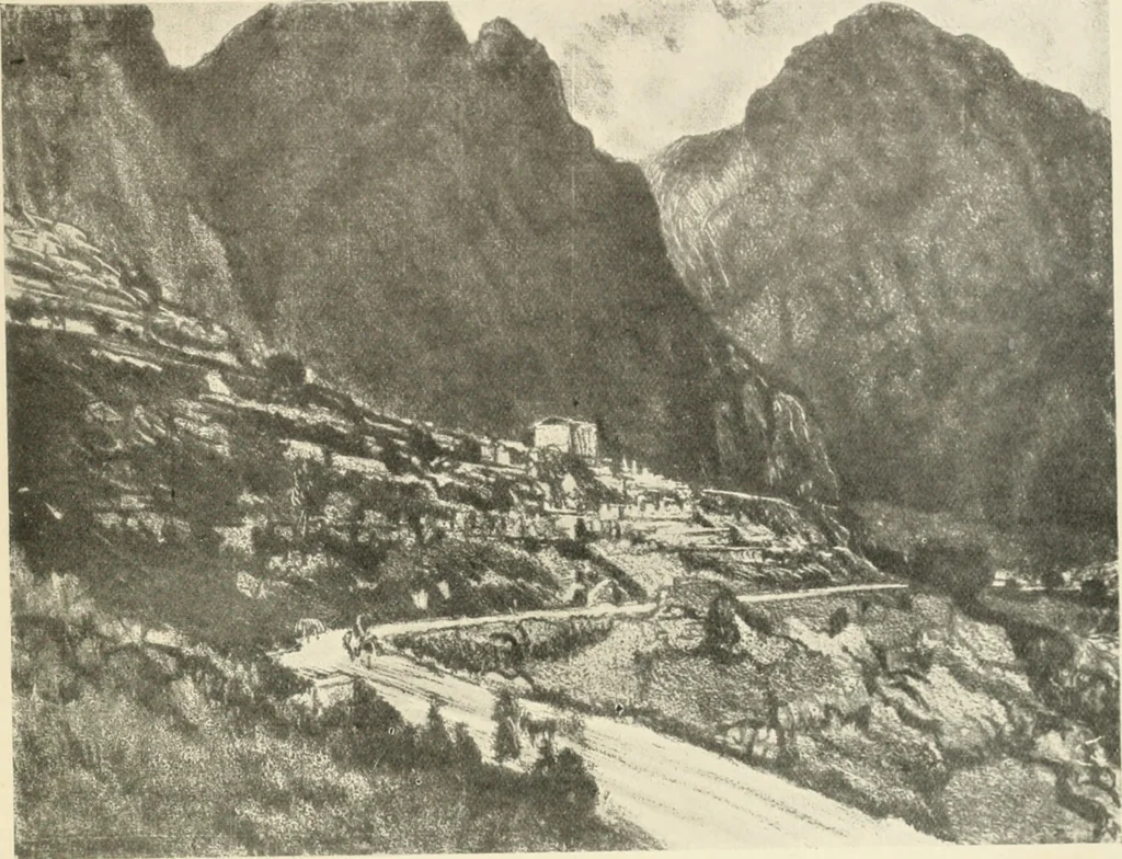 An illustration from Pictures in the Land of Temples; reproductions of a series of lithographs made in the Land of Temples, March-June 1913;, 1915, leaf 184