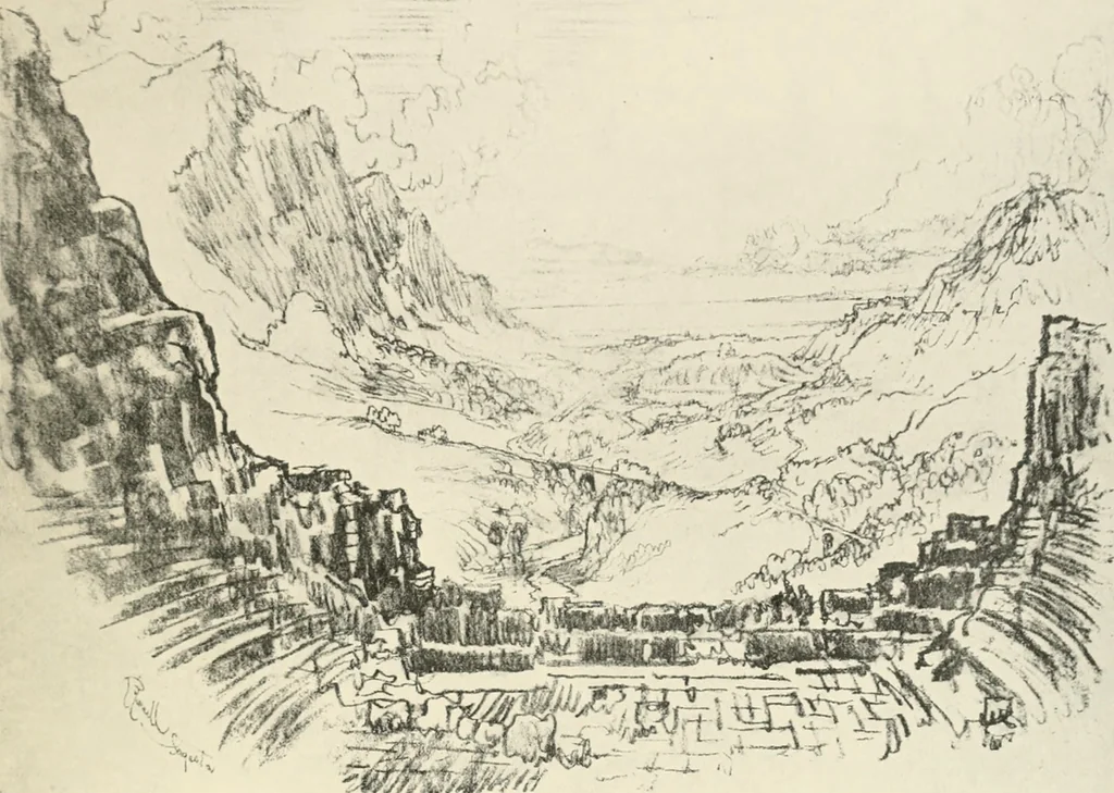 An illustration from Pictures in the Land of Temples; reproductions of a series of lithographs made in the Land of Temples, March-June 1913;, 1915, leaf 40
