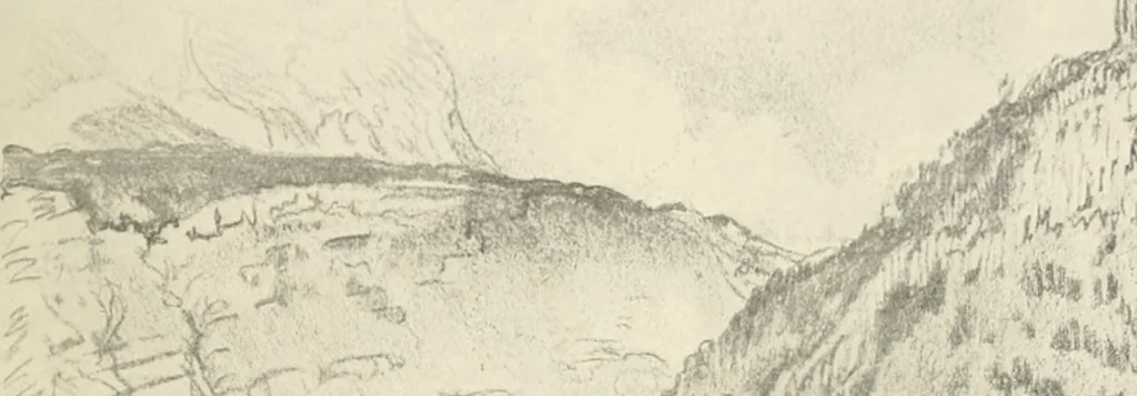 An illustration from Pictures in the Land of Temples; reproductions of a series of lithographs made in the Land of Temples, March-June 1913;, 1915, leaf 44