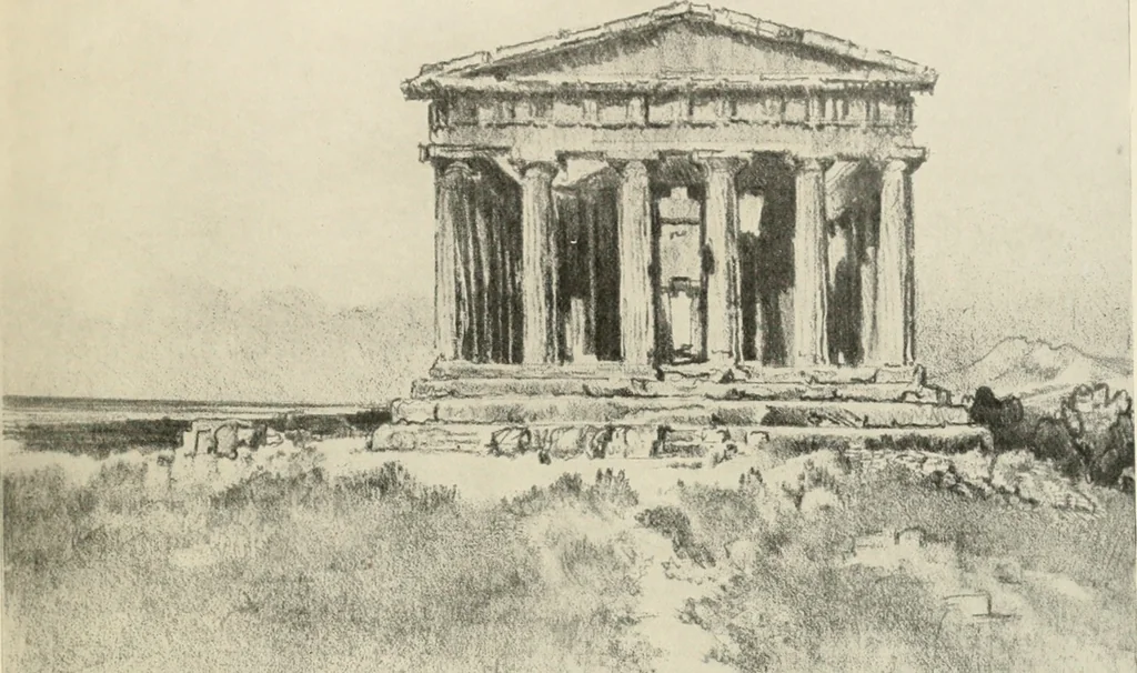 An illustration from Pictures in the Land of Temples; reproductions of a series of lithographs made in the Land of Temples, March-June 1913;, 1915, leaf 60