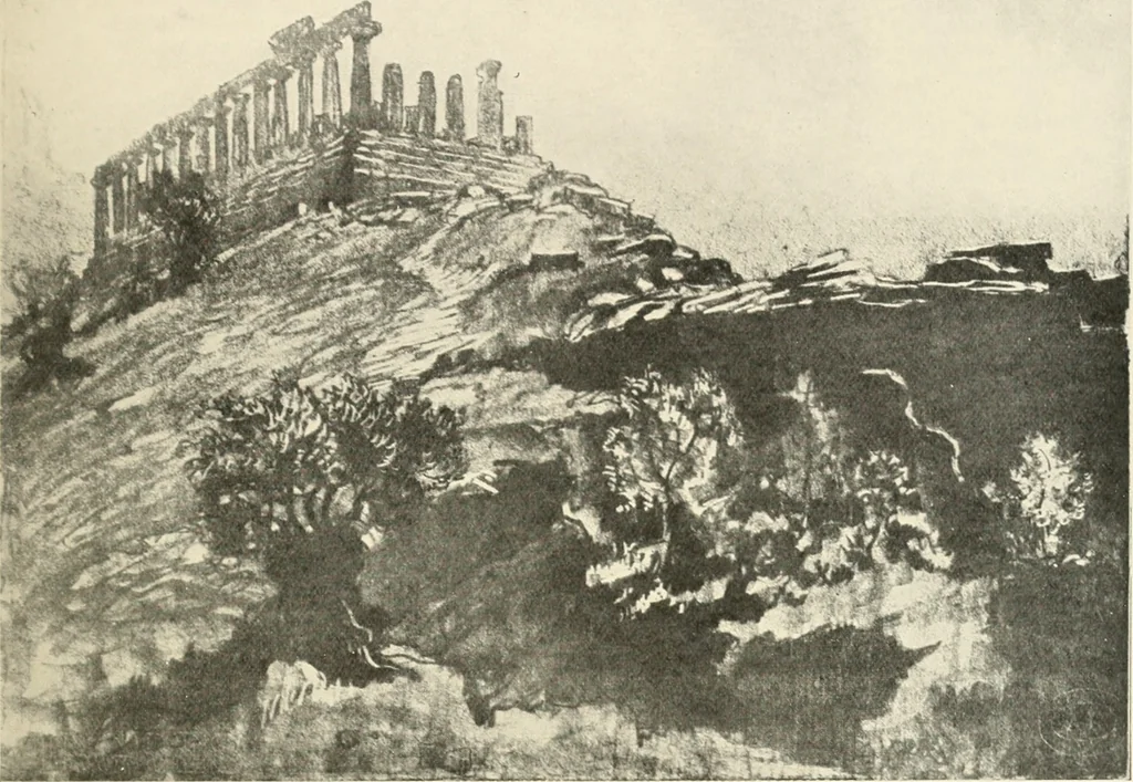 An illustration from Pictures in the Land of Temples; reproductions of a series of lithographs made in the Land of Temples, March-June 1913;, 1915, leaf 64