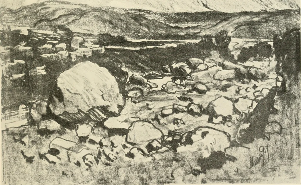 An illustration from Pictures in the Land of Temples; reproductions of a series of lithographs made in the Land of Temples, March-June 1913;, 1915, leaf 80