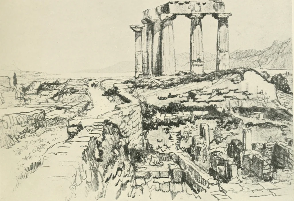 An illustration from Pictures in the Land of Temples; reproductions of a series of lithographs made in the Land of Temples, March-June 1913;, 1915, leaf 92