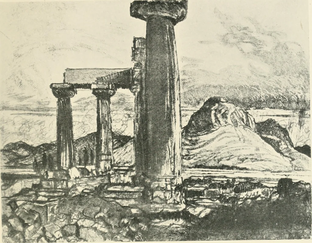 An illustration from Pictures in the Land of Temples; reproductions of a series of lithographs made in the Land of Temples, March-June 1913;, 1915, leaf 96