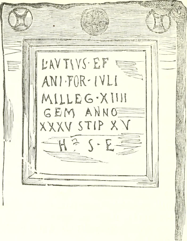 An illustration from Épigraphie romaine du Poitou [et] de la Saintonge, 1895, leaf 199