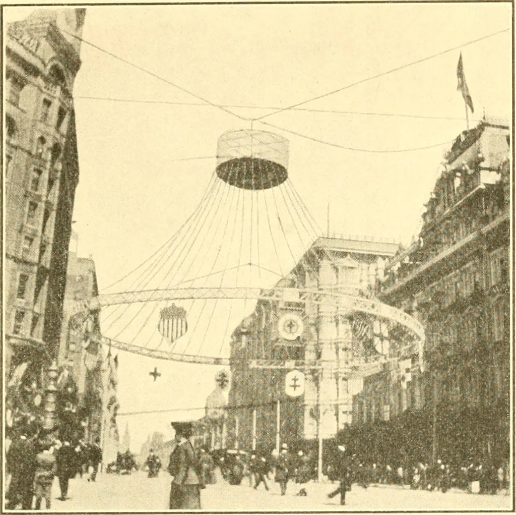 An illustration from Pilgrimage of Mary commandery no. 36, Knights templar of Pennsylvania to the Twenty-ninth triennial conclave of the Grand encampment U.S. at San Francisco, Cal, 1904, leaf 106